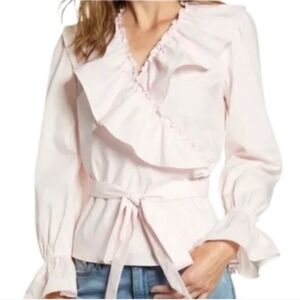 Rachel Parcell Pink Ballerina Wrap Top Size Large